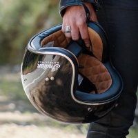 Glossy Black Retro Open Face Helmet